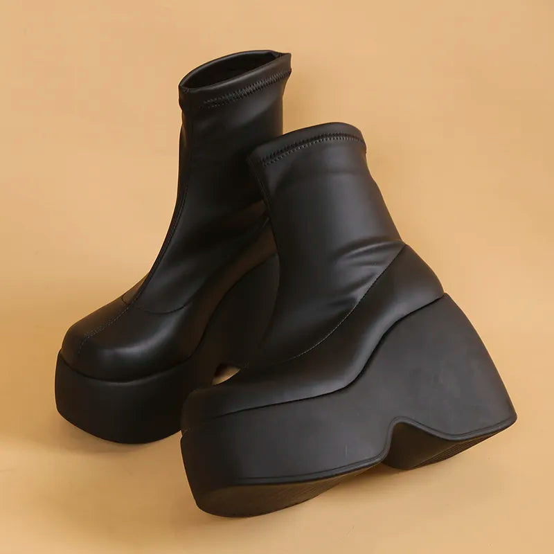 Ophelia chunky platform ankle boots, close-up side view