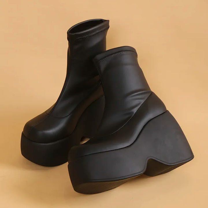 Ophelia chunky platform ankle boots, close-up side view
