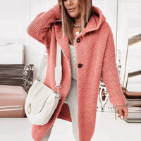 Prisca | Women's Waffle Knit Hooded Long Cardigan