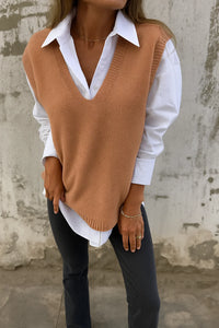 Priscilla | Women's V-Neck Sleeveless Knit Sweater Vest