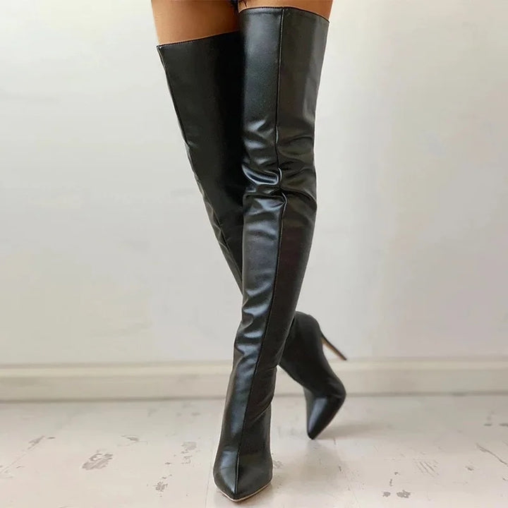 Ravenna thigh high boots, side profile product shot