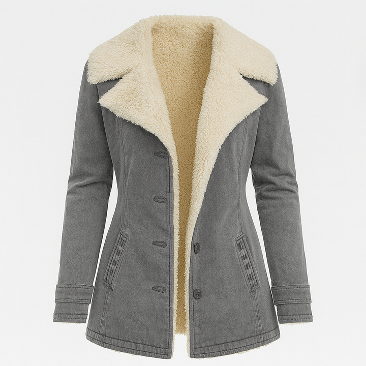 Rosalie gray sherpa collar jacket, product flat lay