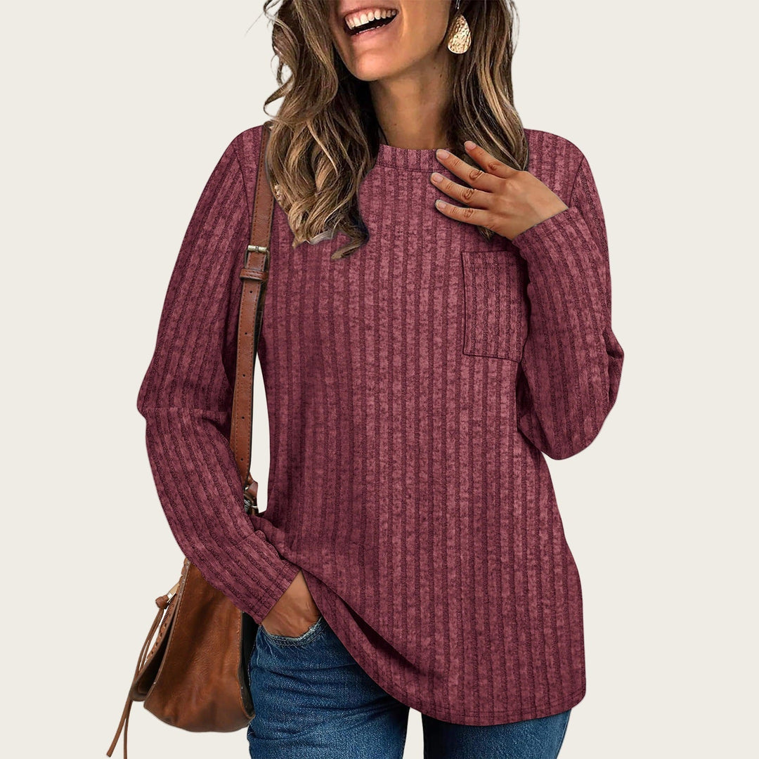 Rosalind ribbed long sleeve tunic in black, front view