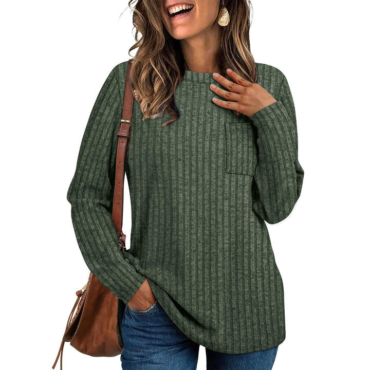 Rosalind ribbed long sleeve tunic in rust red, front view