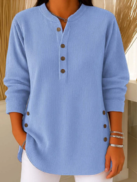 Sabine | Women's Button Front Ribbed Tunic Sweater