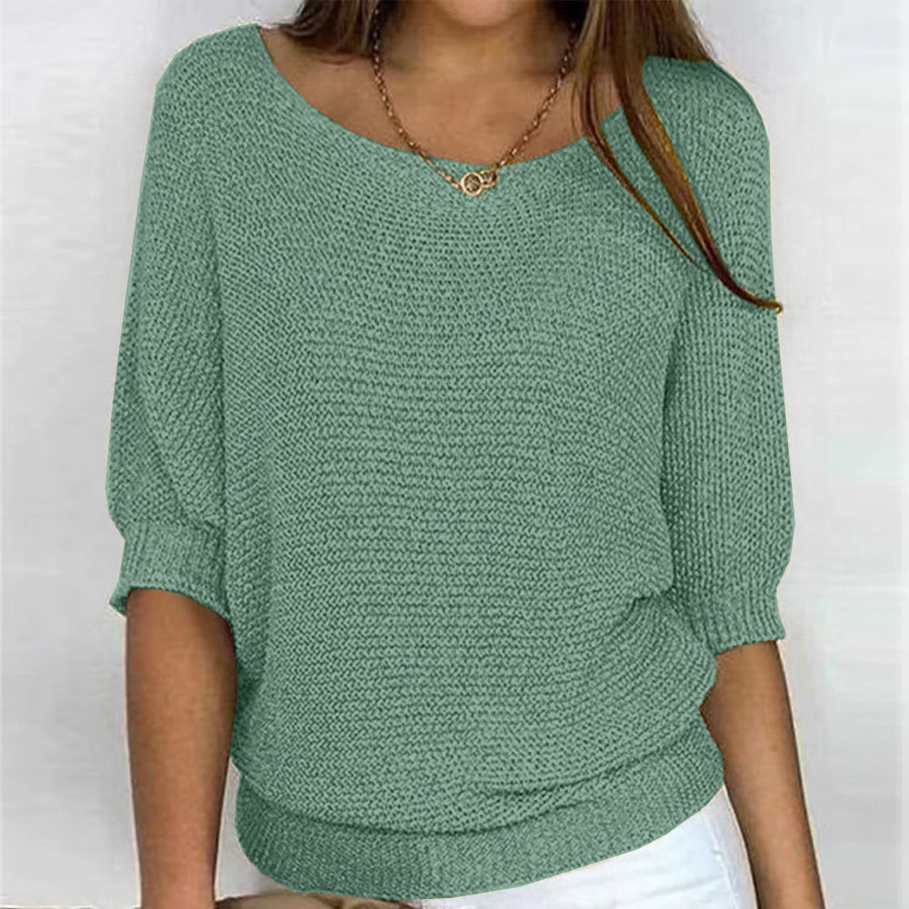 Sylvie boat neck batwing sleeve sweater in sage green, front view