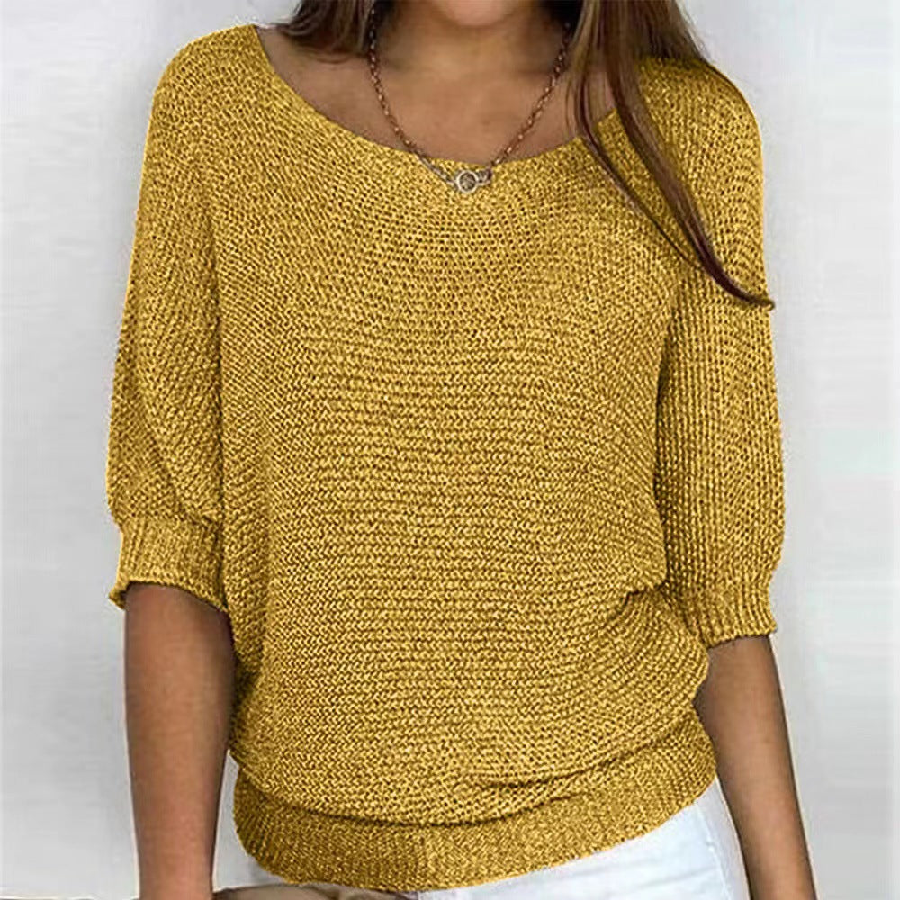 Sylvie boat neck batwing sleeve sweater in yellow, front view