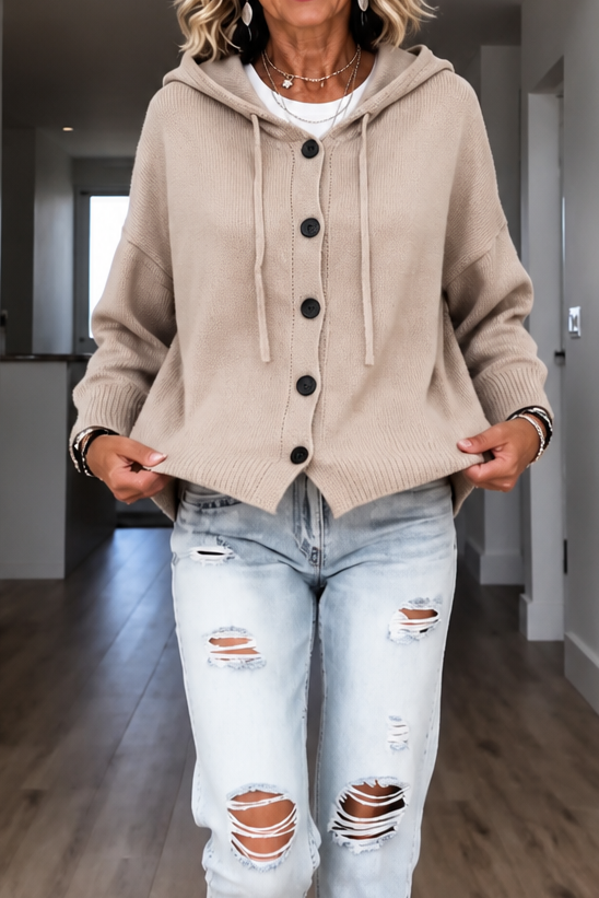Marguerite | Women's Ribbed Drawstring Hooded Cardigan