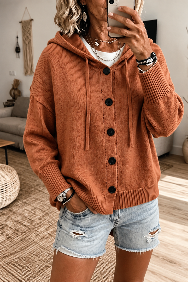 Marguerite | Women's Ribbed Drawstring Hooded Cardigan