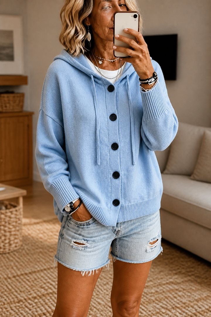 Marguerite | Women's Ribbed Drawstring Hooded Cardigan