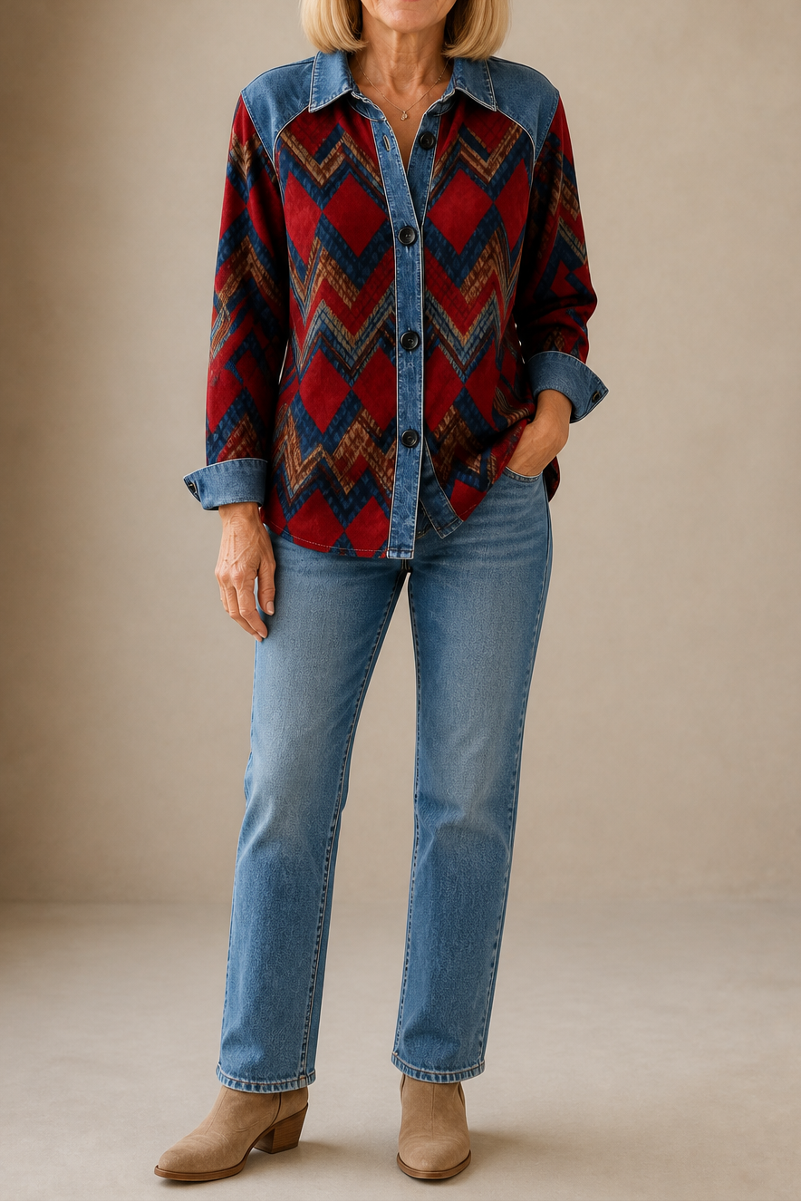 Rosalind | Women's Denim-Trim Hooded Knit Cardigan