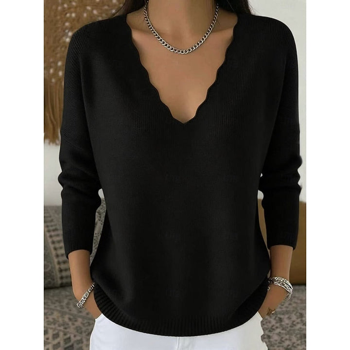 Vivienne scalloped V-neck sweater in apricot, front view