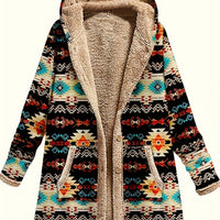 Winona | Women's Western Print Hooded Sherpa Coat