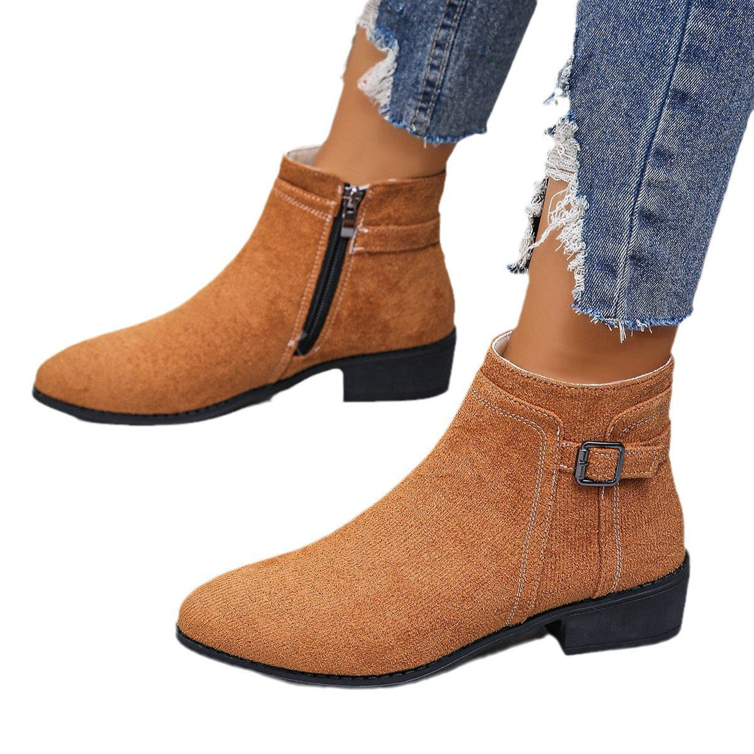 Marielle animal print ankle boots with zipper, side view
