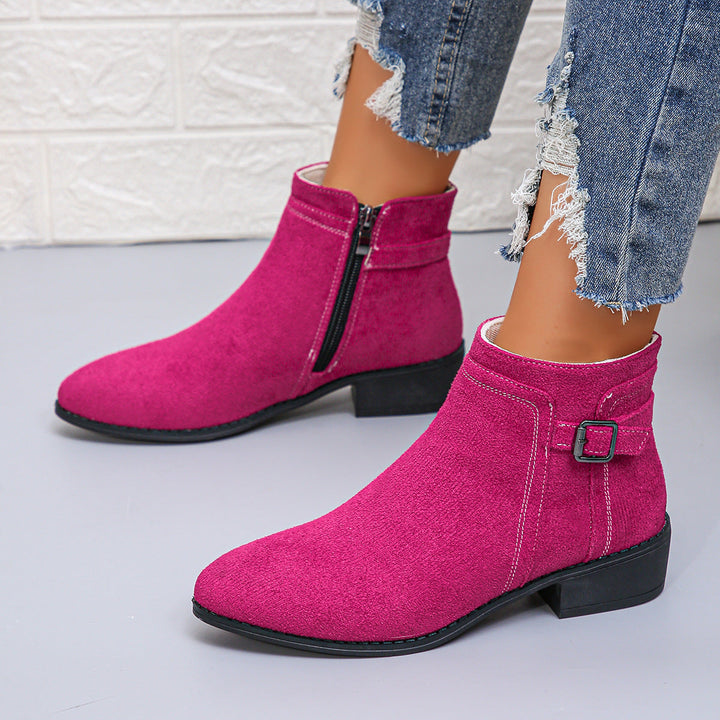 Marielle animal print ankle boots with zipper, side view