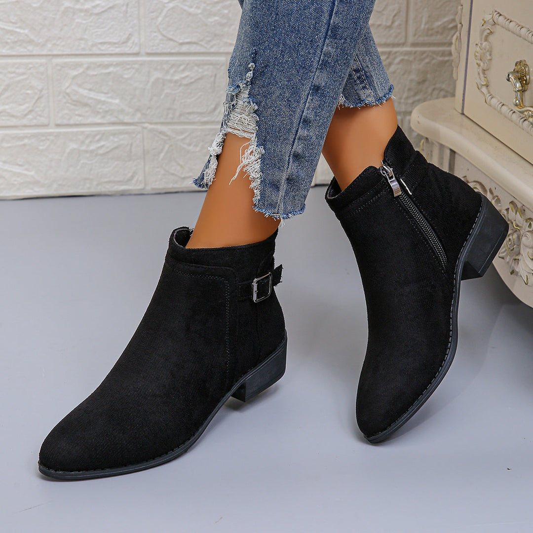 Marielle animal print ankle boots with zipper, side view