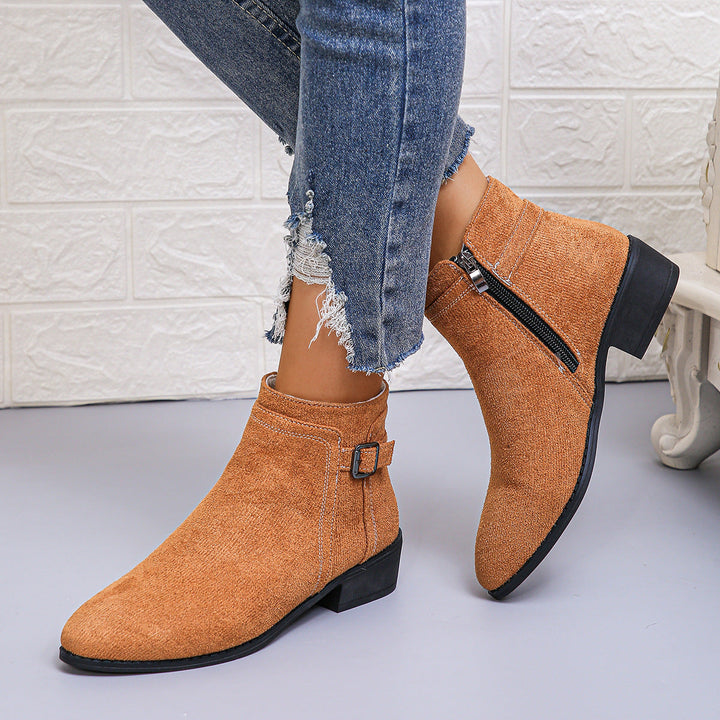 Marielle animal print ankle boots with zipper, side view