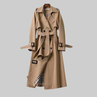 Women's Belted Double Breasted Long Trench Coat | Genevieve