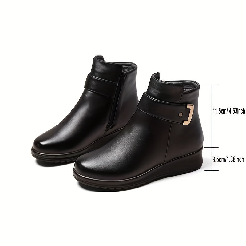 Guinevere buckle ankle boots with height and sole measurements