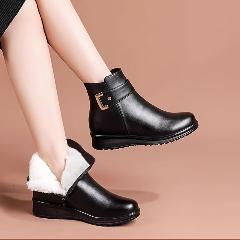 Guinevere buckle ankle boots with height and sole measurements