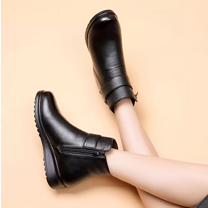 Guinevere buckle ankle boots with height and sole measurements