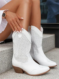 Women's Cowboy Perforated Mid-Calf Boots | Marielle