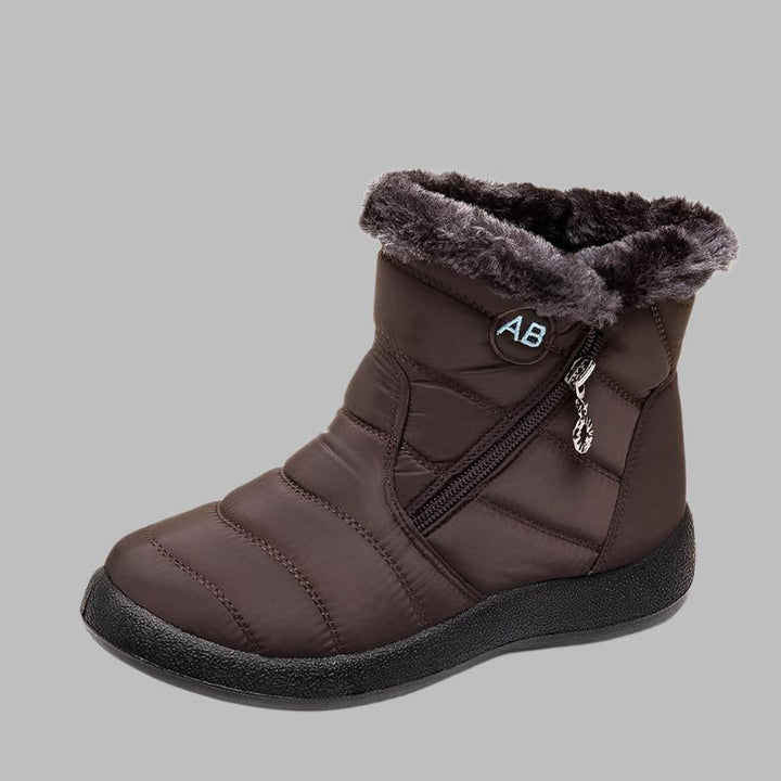 Wilhelmina brown fur trim zip winter boots, side-by-side pair view