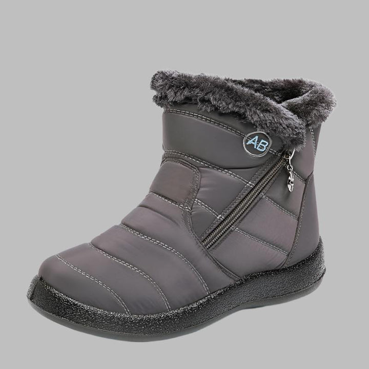 Wilhelmina brown fur trim zip winter boots, side-by-side pair view