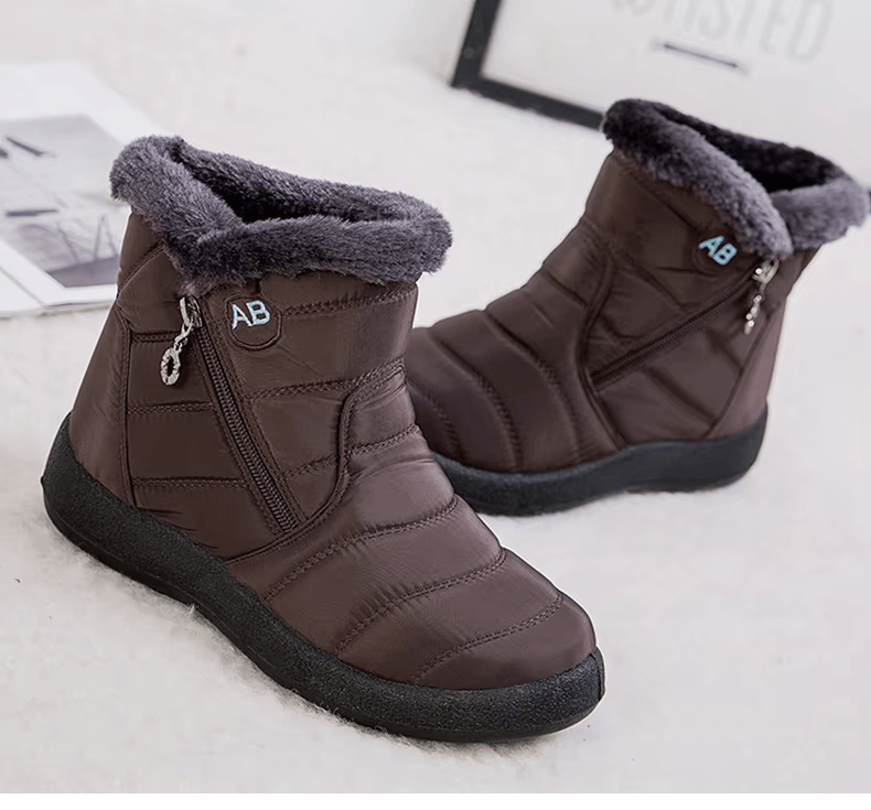 Wilhelmina brown fur trim zip winter boots, side-by-side pair view