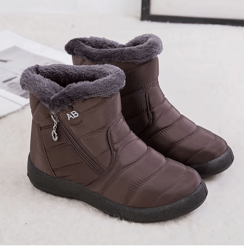 Wilhelmina brown fur trim zip winter boots, side-by-side pair view