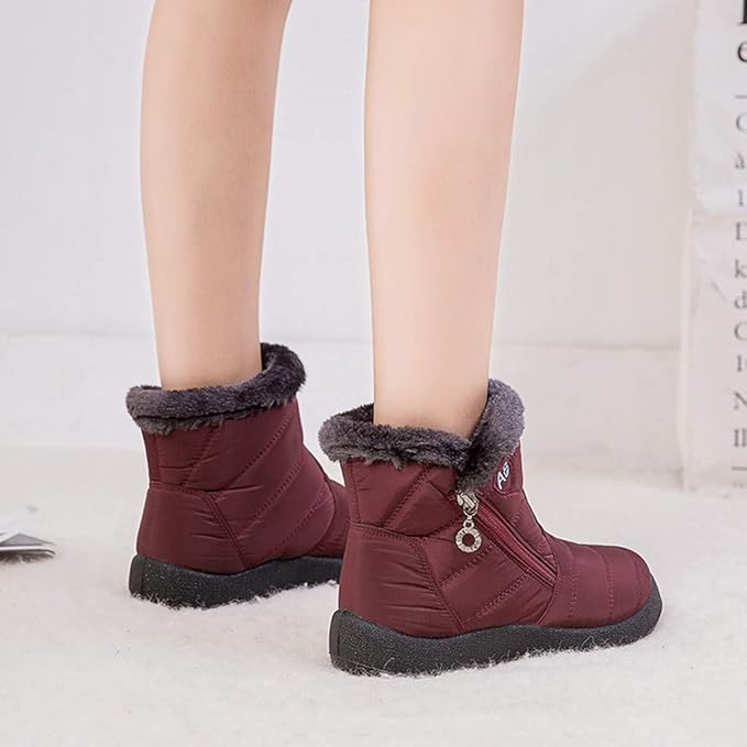 Wilhelmina brown fur trim zip winter boots, side-by-side pair view