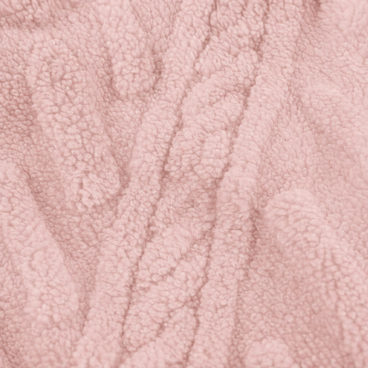 Thea ivory half-zip fleece pullover sweater, close-up front view