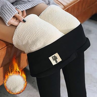 Adriana high waist fleece lined leggings, black, close-up of cozy interior lining