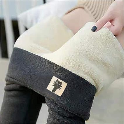 Adriana fleece lined leggings in gray, detail of soft inner lining and waistband