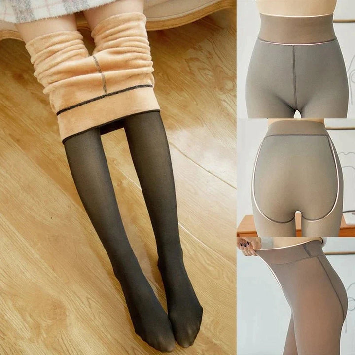 Seraphine high waist fleece leggings, color and fit detail collage