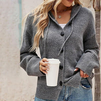 Women's Hooded Button Front Long Sleeve Cardigan | Harlow