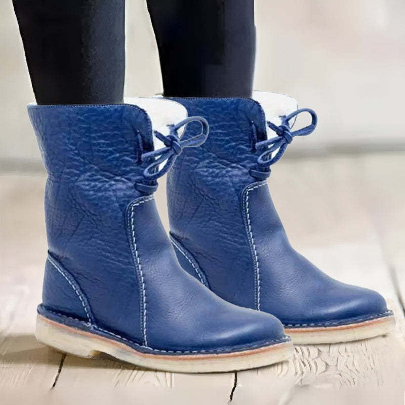Odessa winter boots styled outdoors with knit socks