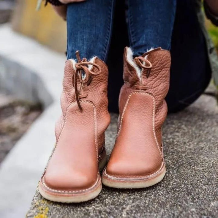 Odessa winter boots styled outdoors with knit socks