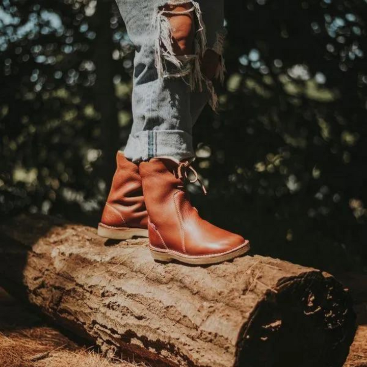 Odessa winter boots styled outdoors with knit socks