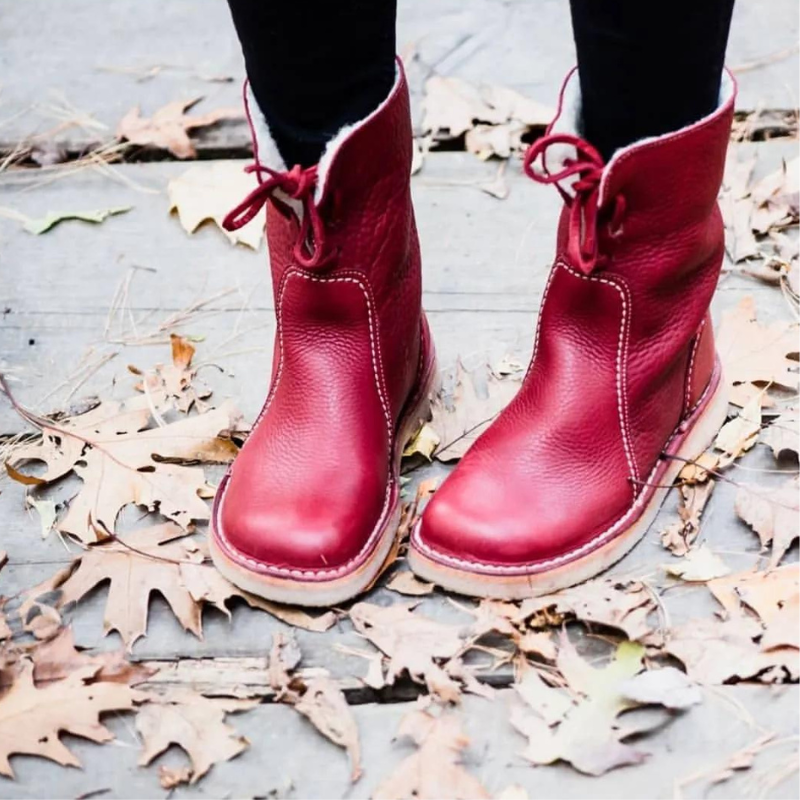 Odessa winter boots styled outdoors with knit socks