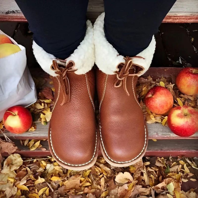 Odessa winter boots styled outdoors with knit socks