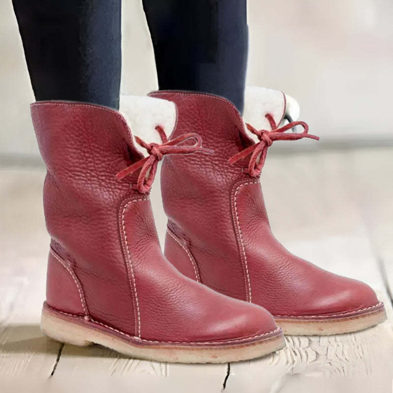 Odessa winter boots styled outdoors with knit socks