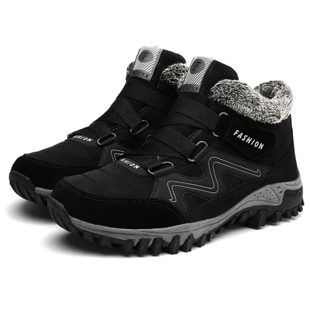 Ingrid black orthopedic lace-up winter ankle boots, side view