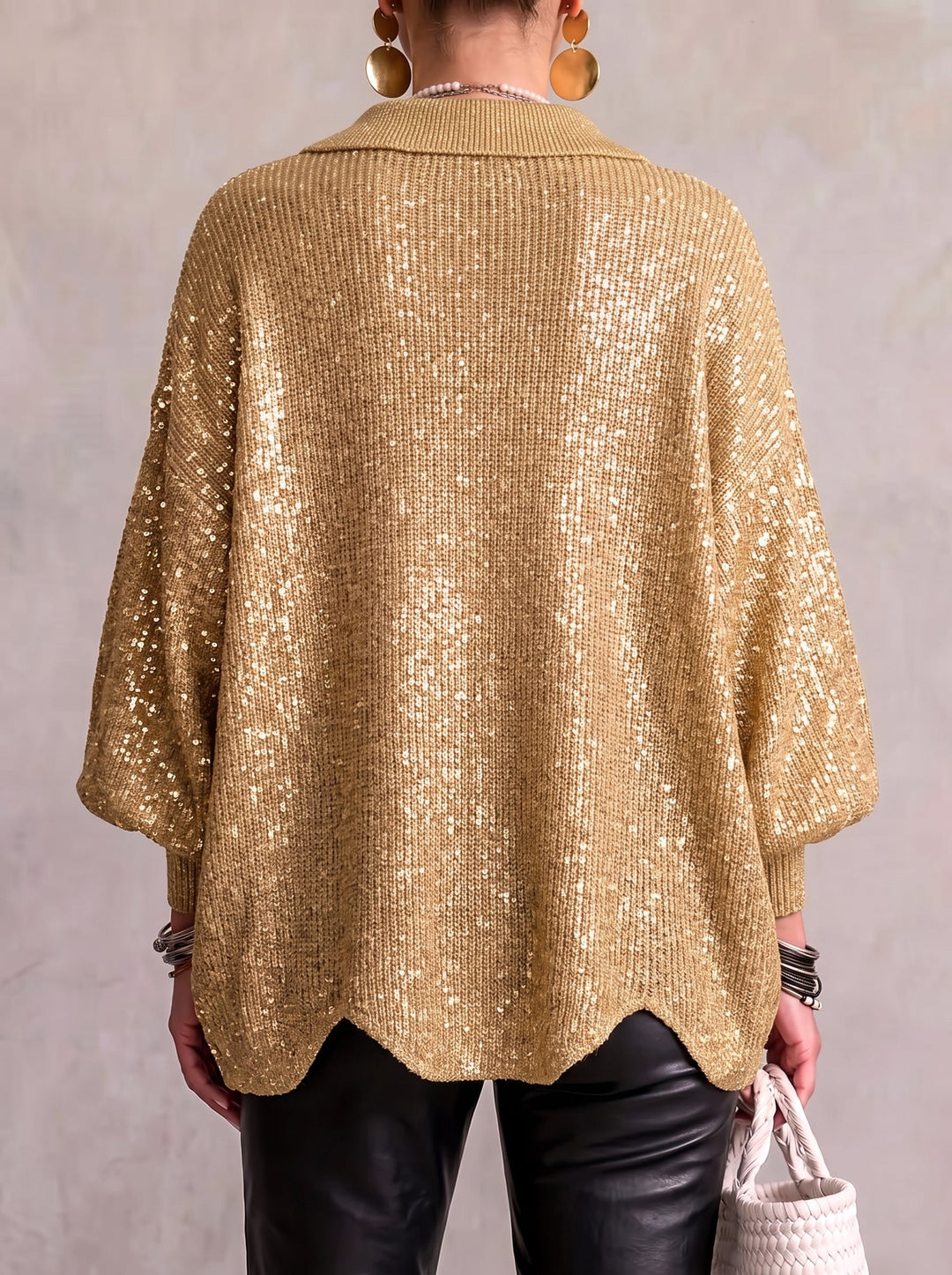 Wilhelmina oversized collared button cardigan in cream, front view