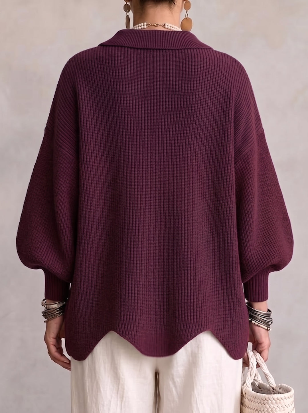 Wilhelmina oversized collared button cardigan in cream, front view