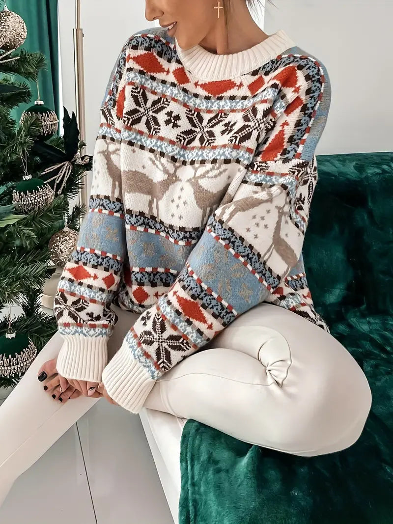 Fenella Christmas sweater, close-up side view