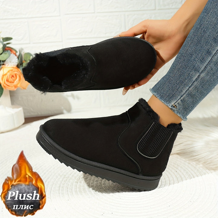 Odette brown plush platform ankle boots, close-up of fur lining and sole detail