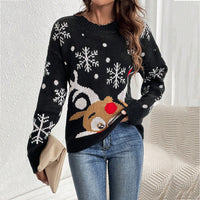 Women's Reindeer Print Crew Neck Christmas Sweater | Hazel