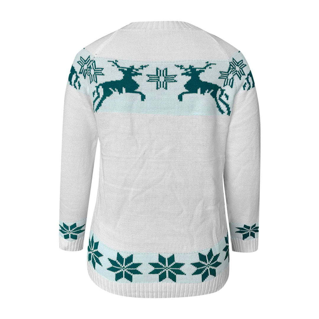Rosalie snowflake print knit sweater, back view