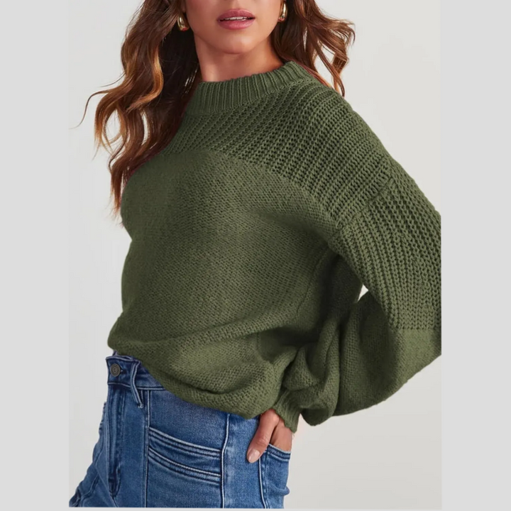 Marisol oversized knit sweater, side view detail